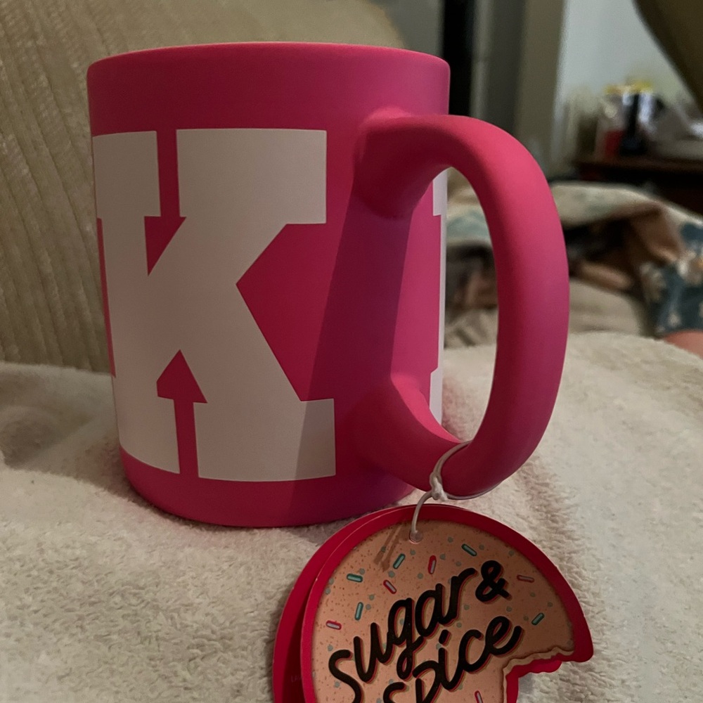 Pink Mug with White Lettering